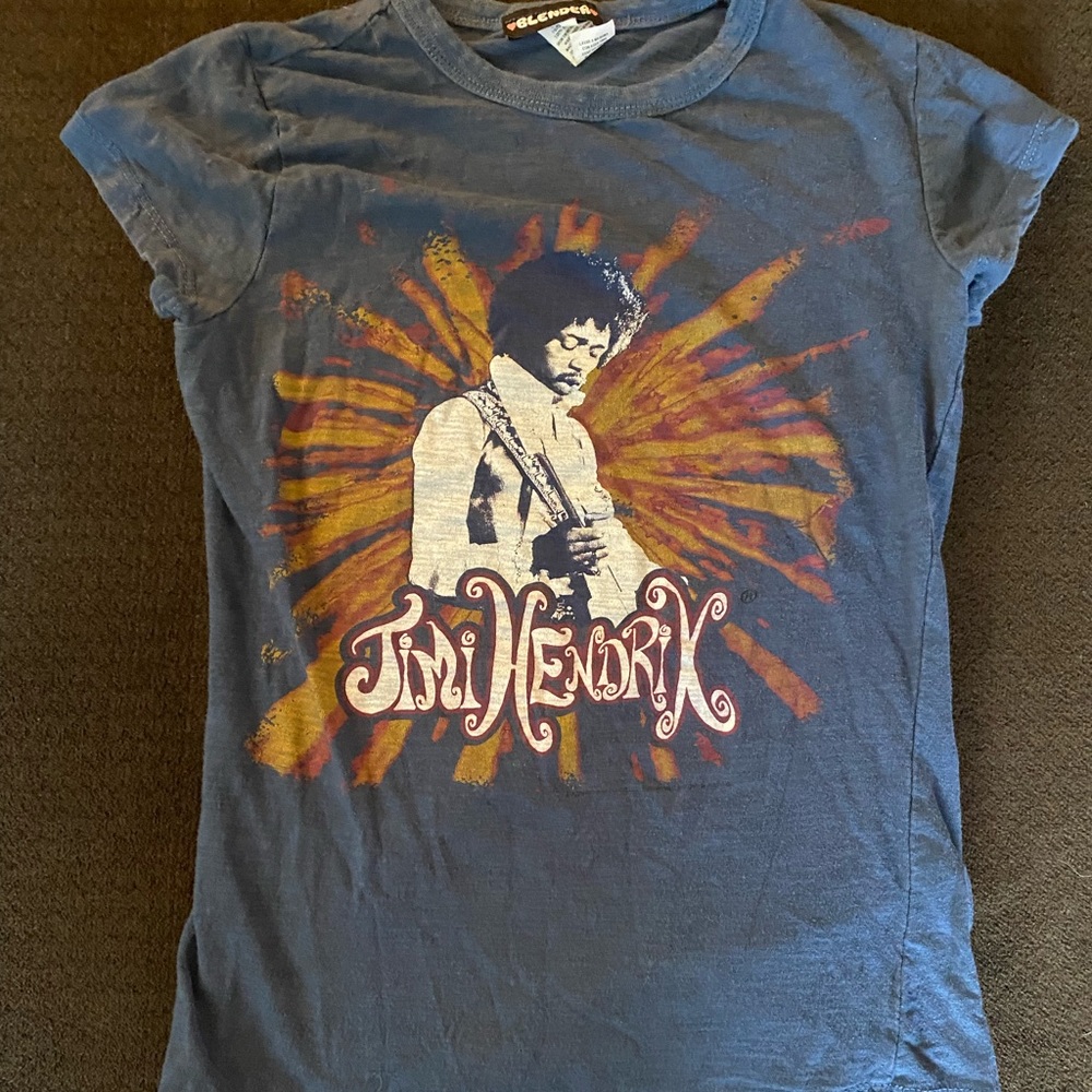 Jimi Hendrix t-shirt, women’s small, navy blue.
